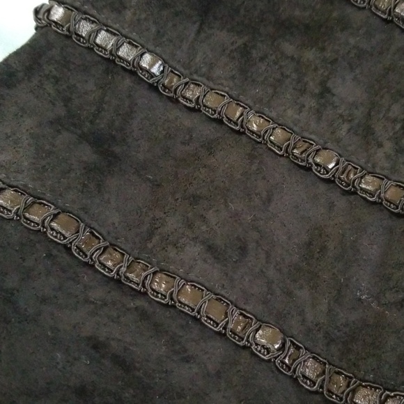 VTG Marcello Soltan Women's Black Suede Leather Mini Skirt Sz Vtg 3/Small Tiered - Picture 5 of 7